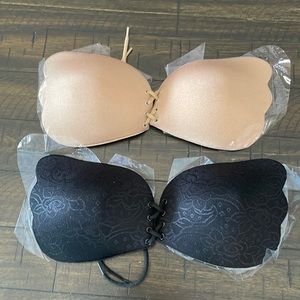 SHEIN never worn, NWT Med Adhesive, no strap bras in nude and black
